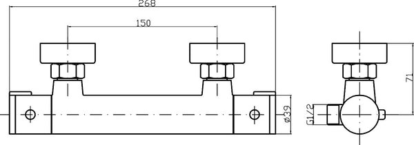 NUIE Minimalist Thermostatic Bar Valve