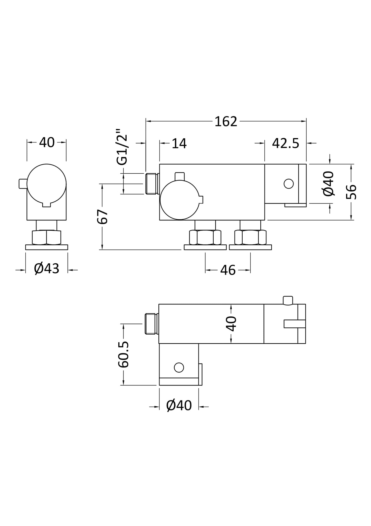 NUIE Vertical Thermostatic Bar Valve