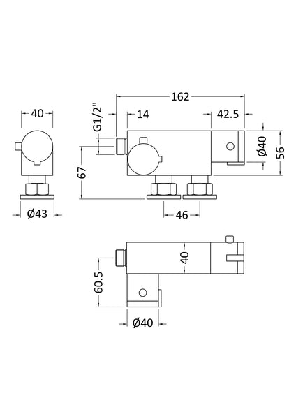 NUIE Vertical Thermostatic Bar Valve