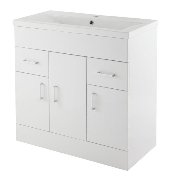 NUIE 800mm Floor Standing Cabinet & Mid-Edge Basin