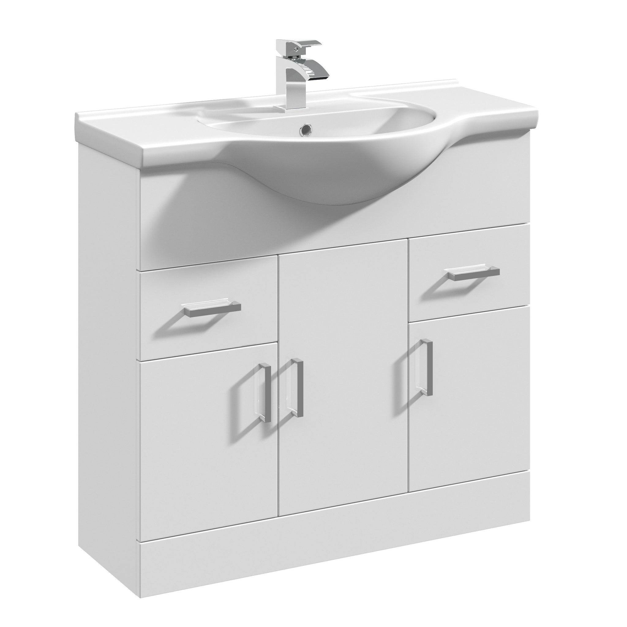 NUIE 850mm Floor Standing Cabinet & Round Basin