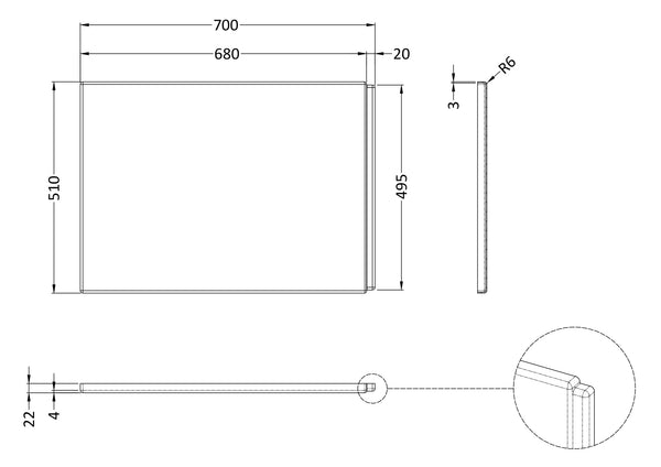 NUIE Shower Bath End Panel (700mm)
