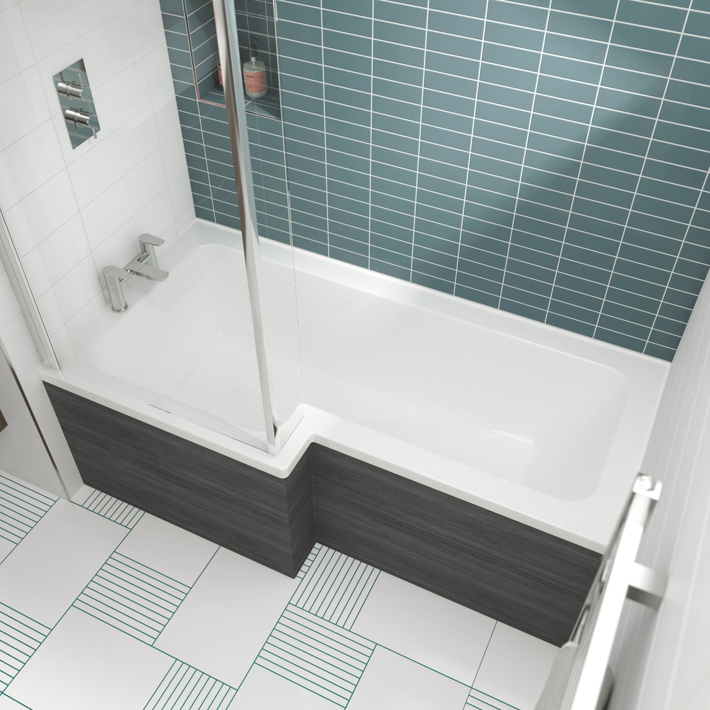 NUIE 1500mm Left Hand Square Shower Bath