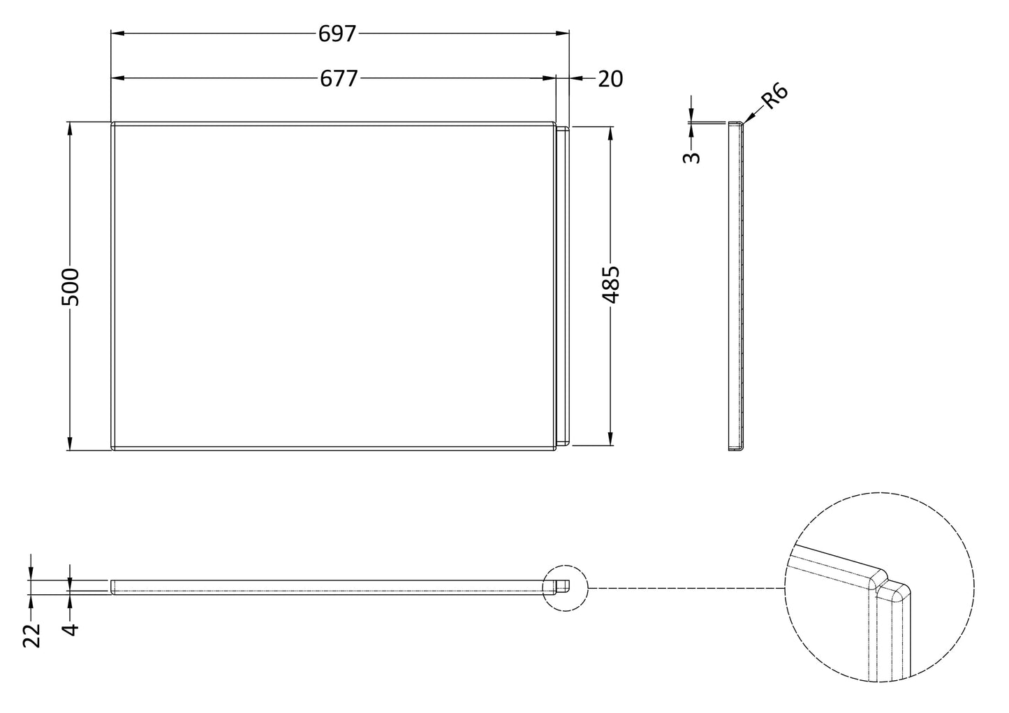 NUIE Shower Bath End Panel (700mm)