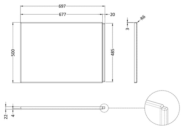 NUIE Shower Bath End Panel (700mm)