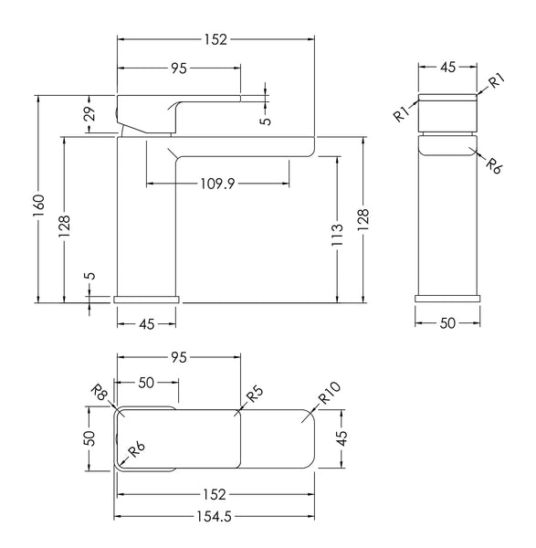 NUIE Eco Mono Basin Mixer With Push Button Waste