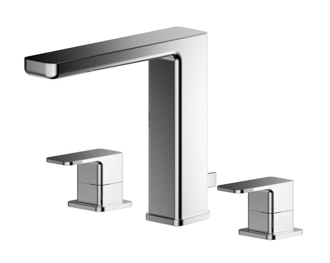 NUIE Deck Mounted 3 Tap Hole Basin Mixer With Pop Up Waste