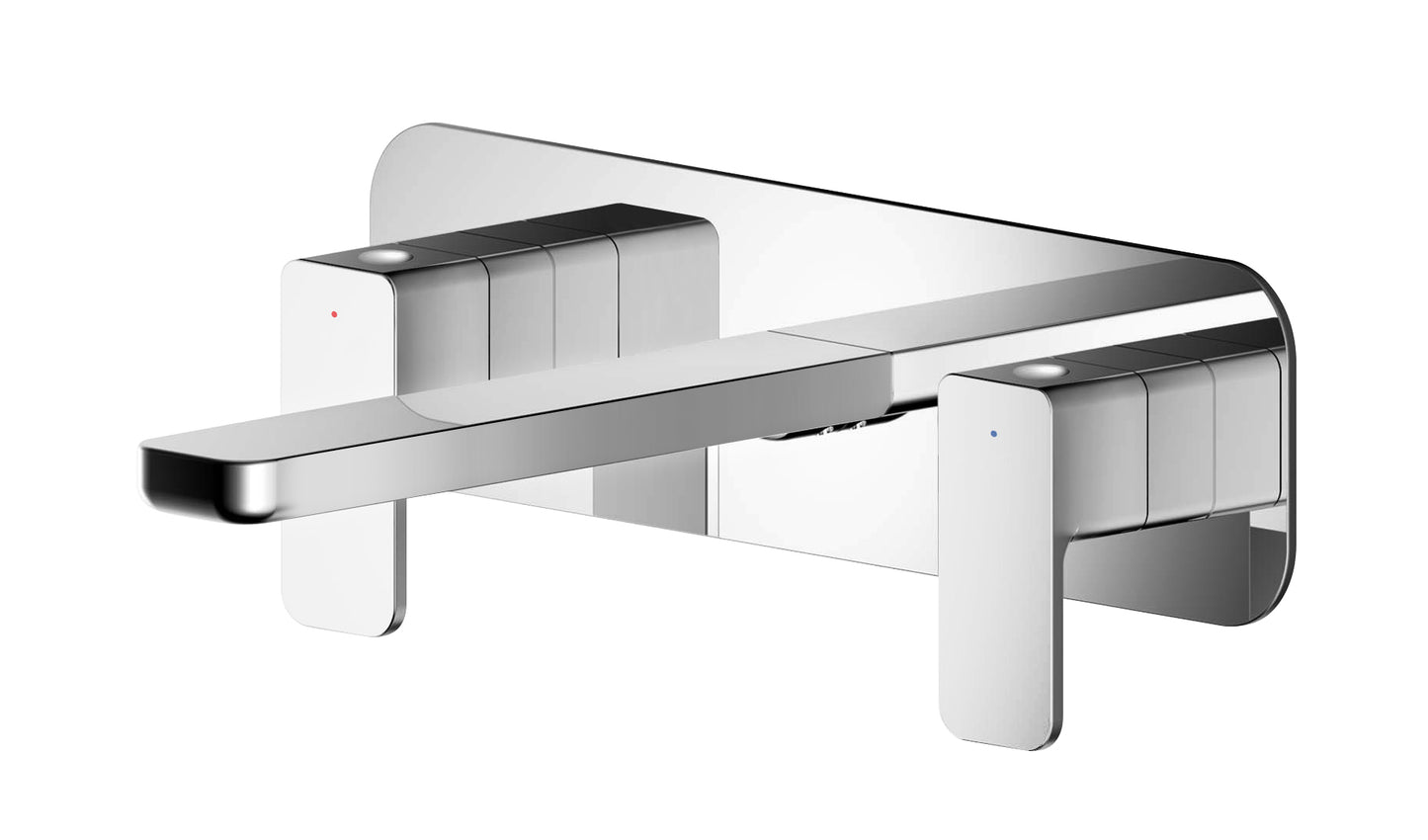 NUIE Wall Mounted 3 Tap Hole Basin Mixer With Plate