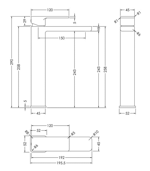 NUIE High-Rise Mono Basin Mixer (No Waste)