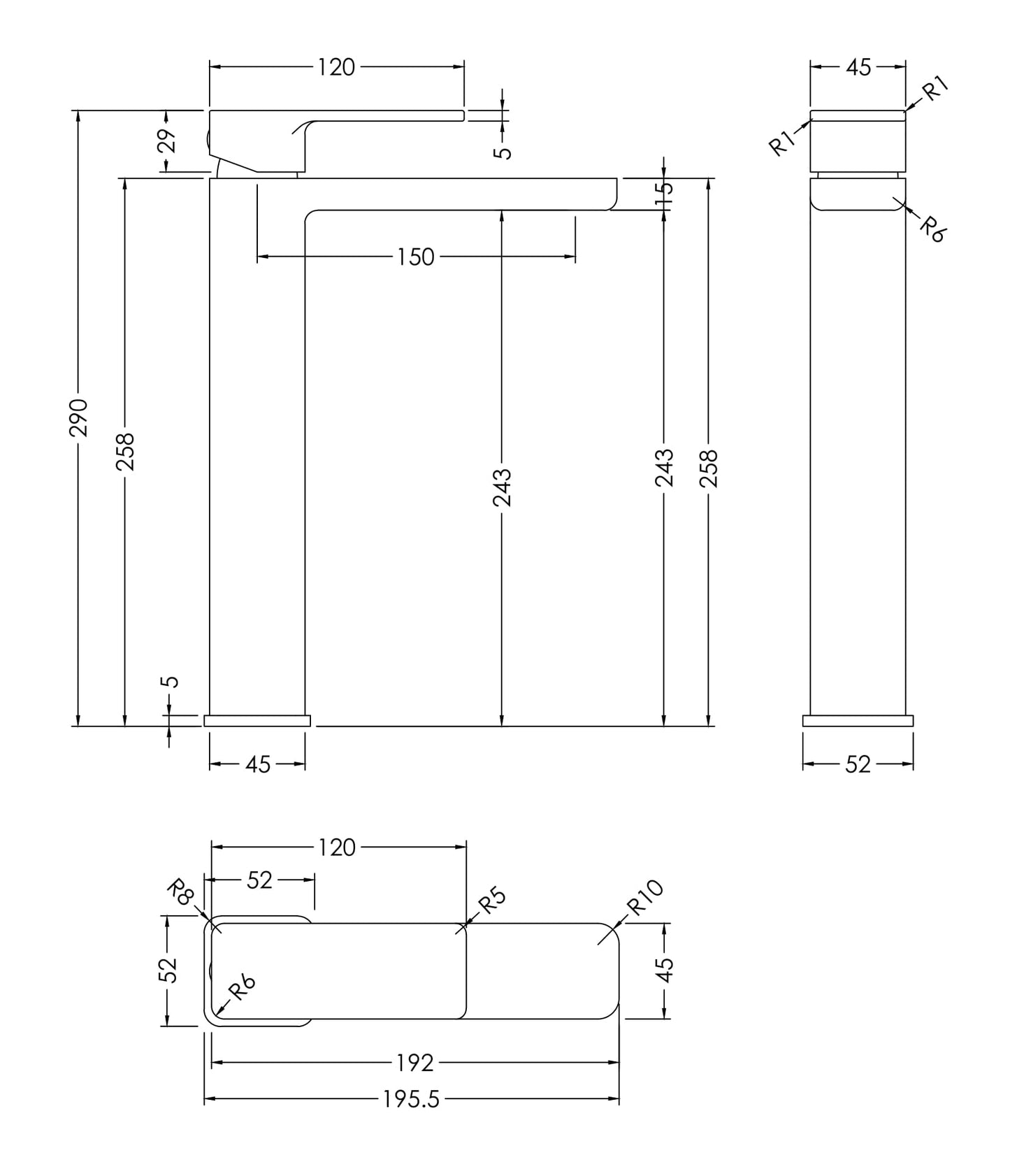 NUIE High-Rise Mono Basin Mixer (No Waste)