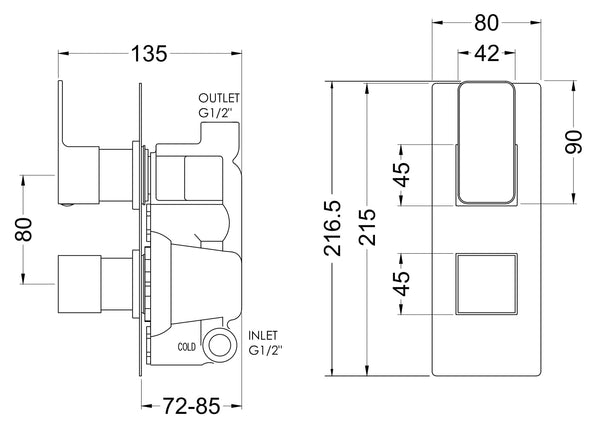 NUIE Twin Thermostatic Valve