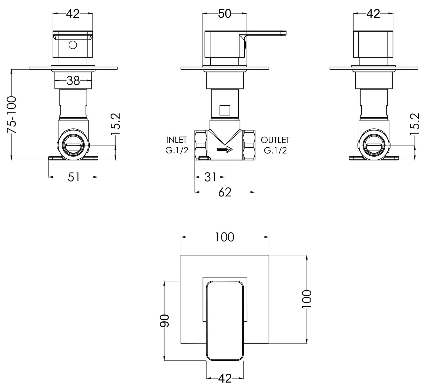 NUIE Concealed Stop Tap