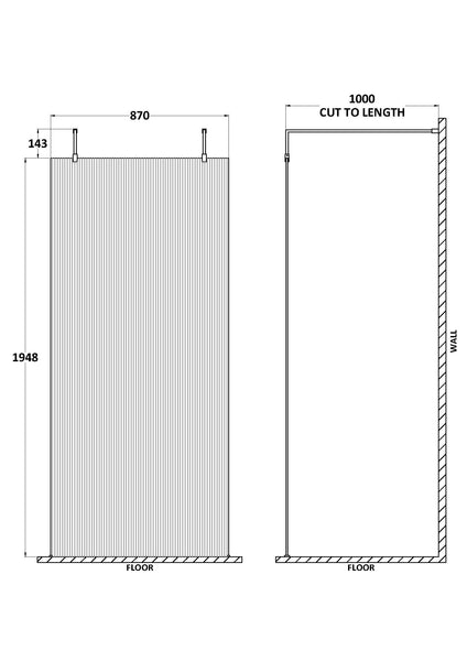 Hudson Reed 1000mm Fluted Wetroom Scren with Arms & Feet