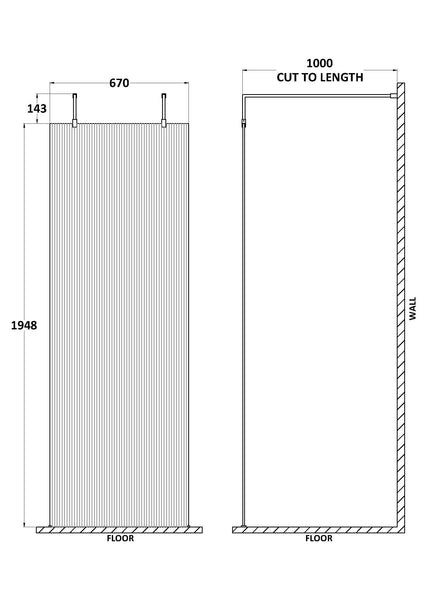 Hudson Reed 800mm Fluted Wetroom Scren with Arms & Feet
