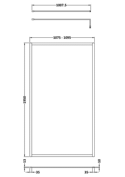 Hudson Reed Full Outer Frame Wetroom Screen 1950x1100x8mm