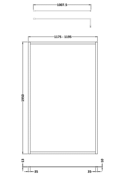 Hudson Reed Full Outer Frame Wetroom Screen 1950x1200x8mm