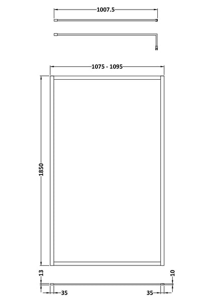 NUIE Full Outer Frame Wetroom Screen 1850x1100x8mm