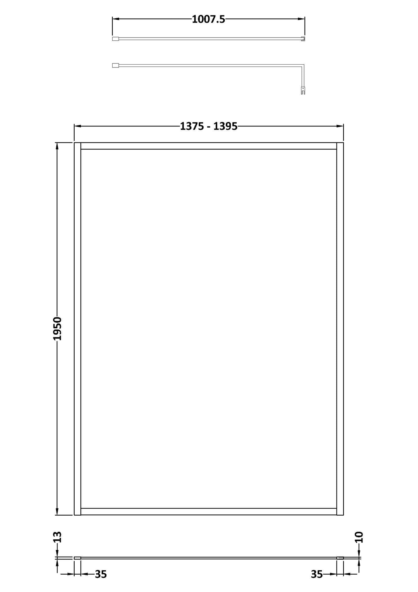 Hudson Reed Full Outer Frame Wetroom Screen 1950x1400x8mm