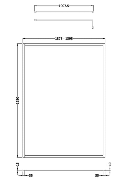 Hudson Reed Full Outer Frame Wetroom Screen 1950x1400x8mm