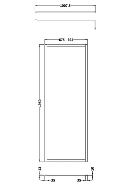 Hudson Reed Full Outer Frame Wetroom Screen 1950x700x8mm