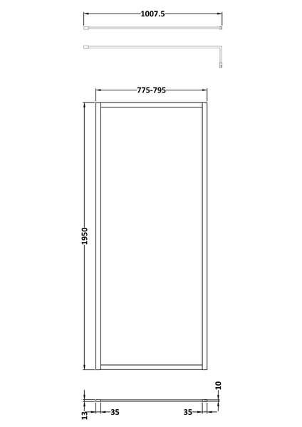 Hudson Reed Full Outer Frame Wetroom Screen 1950x800x8mm