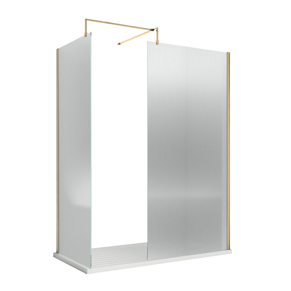 NUIE 900x1850 Fluted Wetroom Screen Inc' BAR
