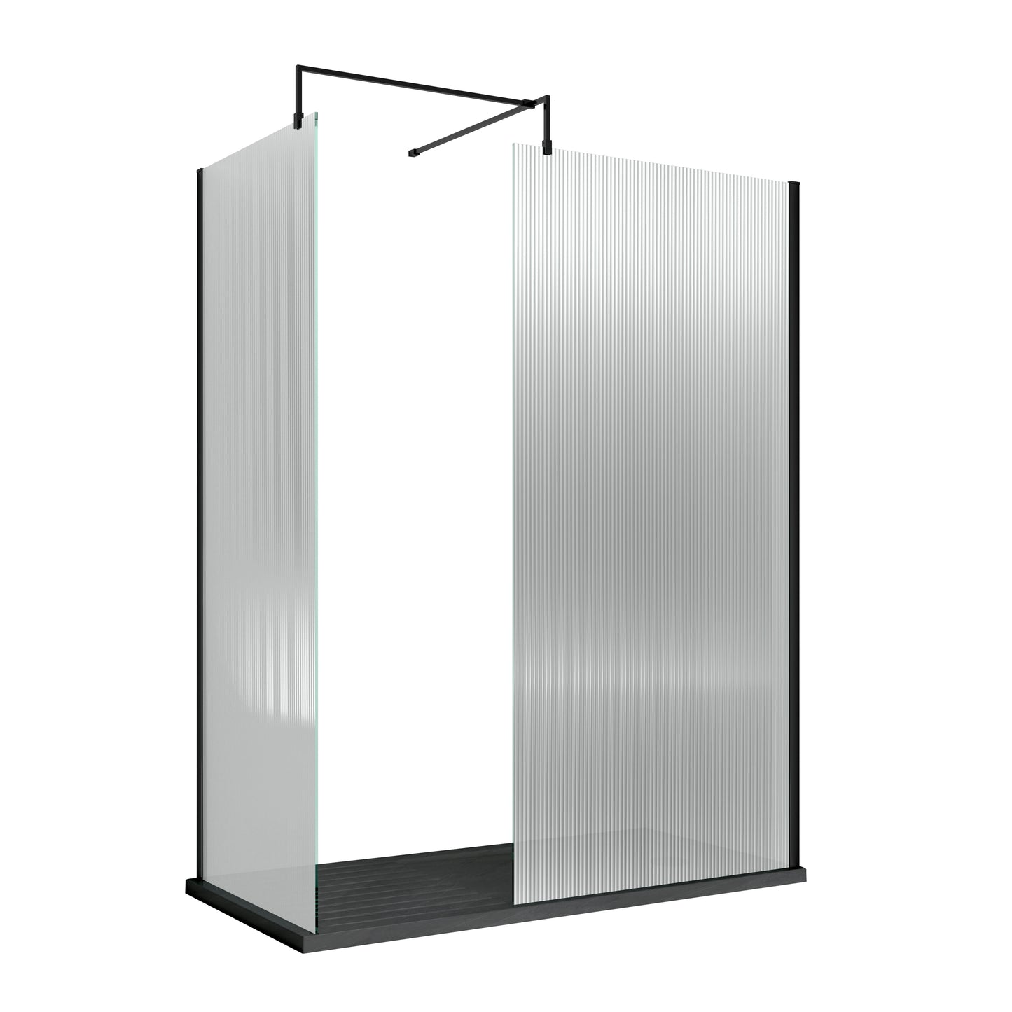 NUIE 1000mm Fluted Wetroom Screen with Support Bar