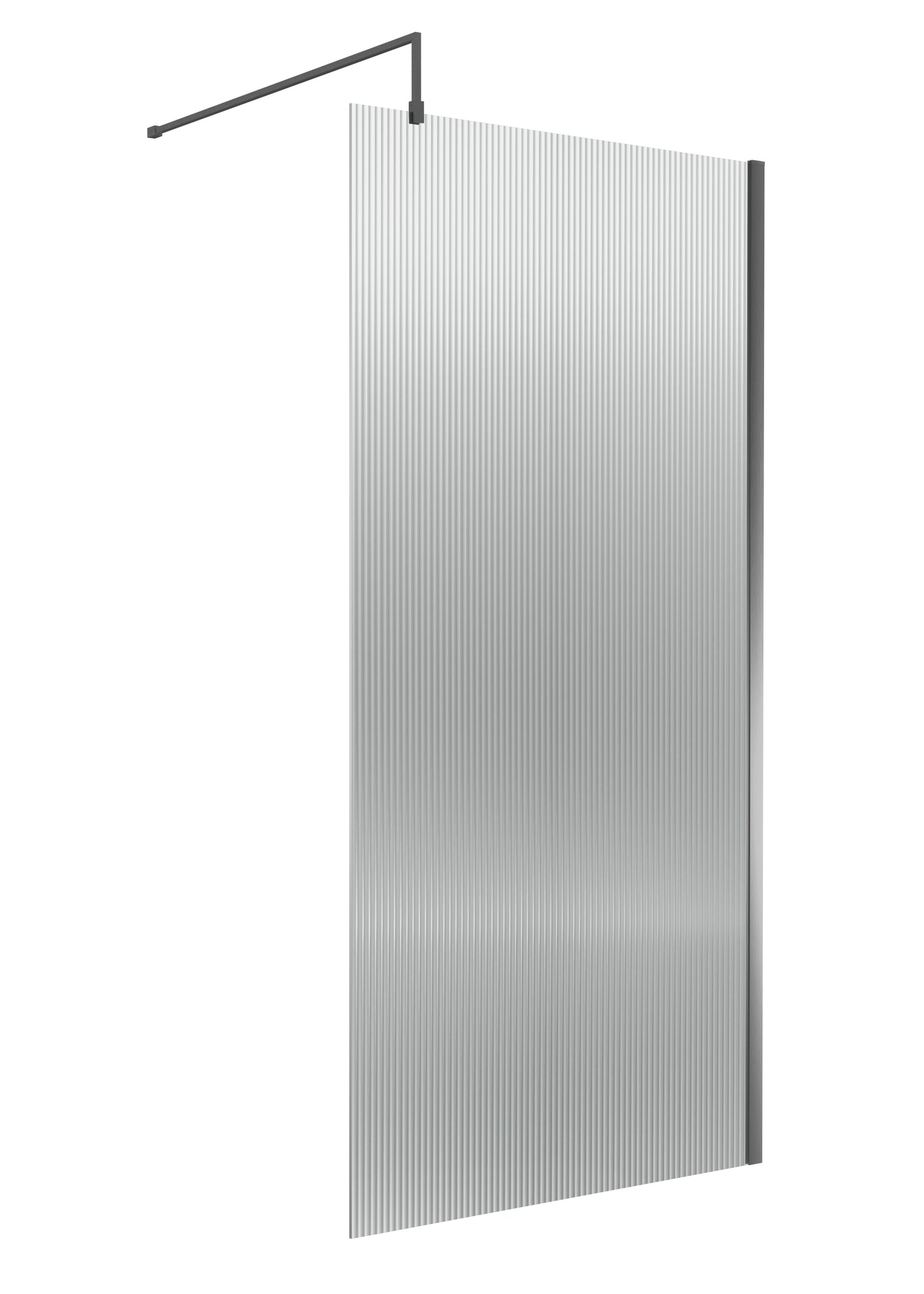 NUIE Fluted Wetroom Screen - 1850x1000mm - Brushed Pewter
