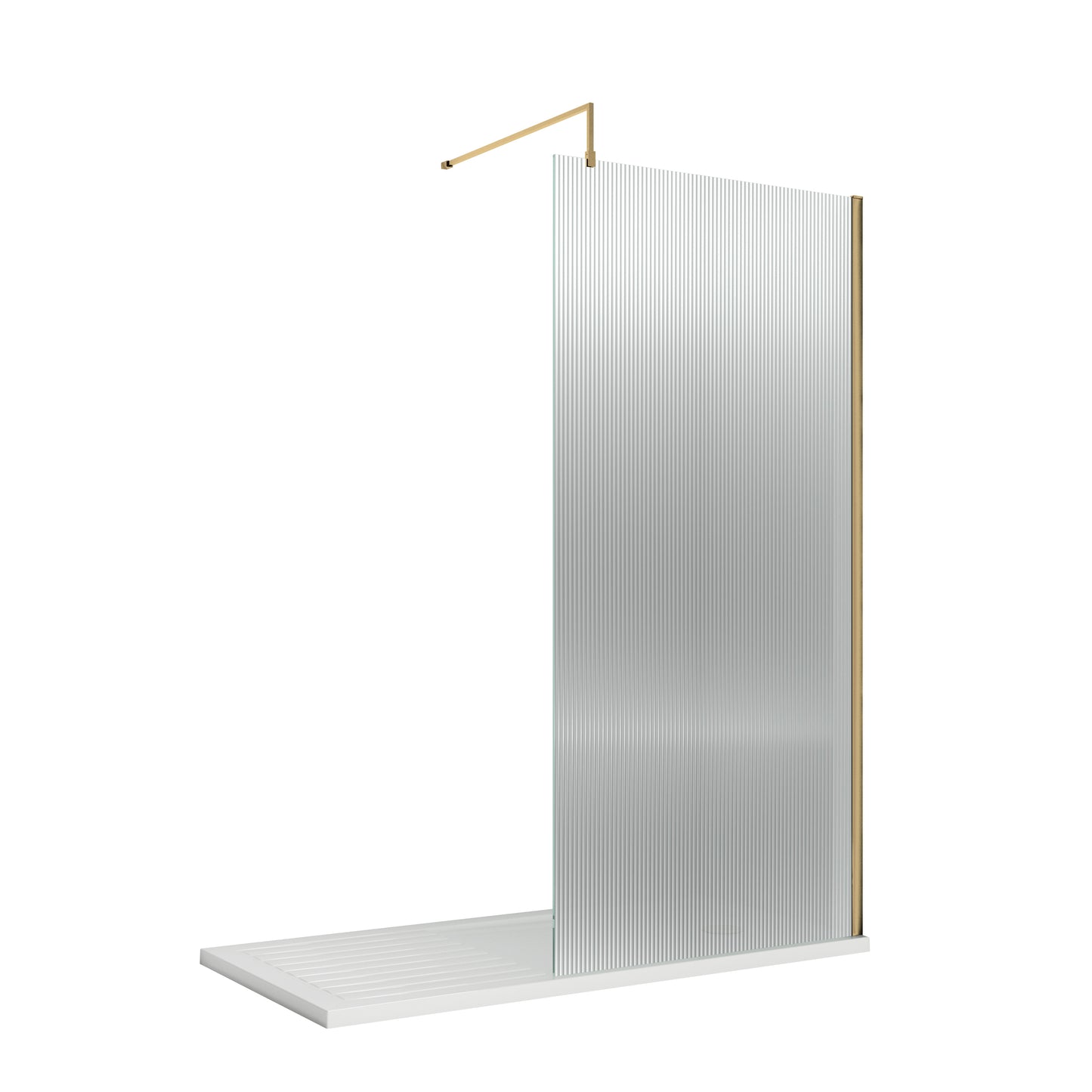 NUIE 800mm Fluted Wetroom Screen with Support Bar