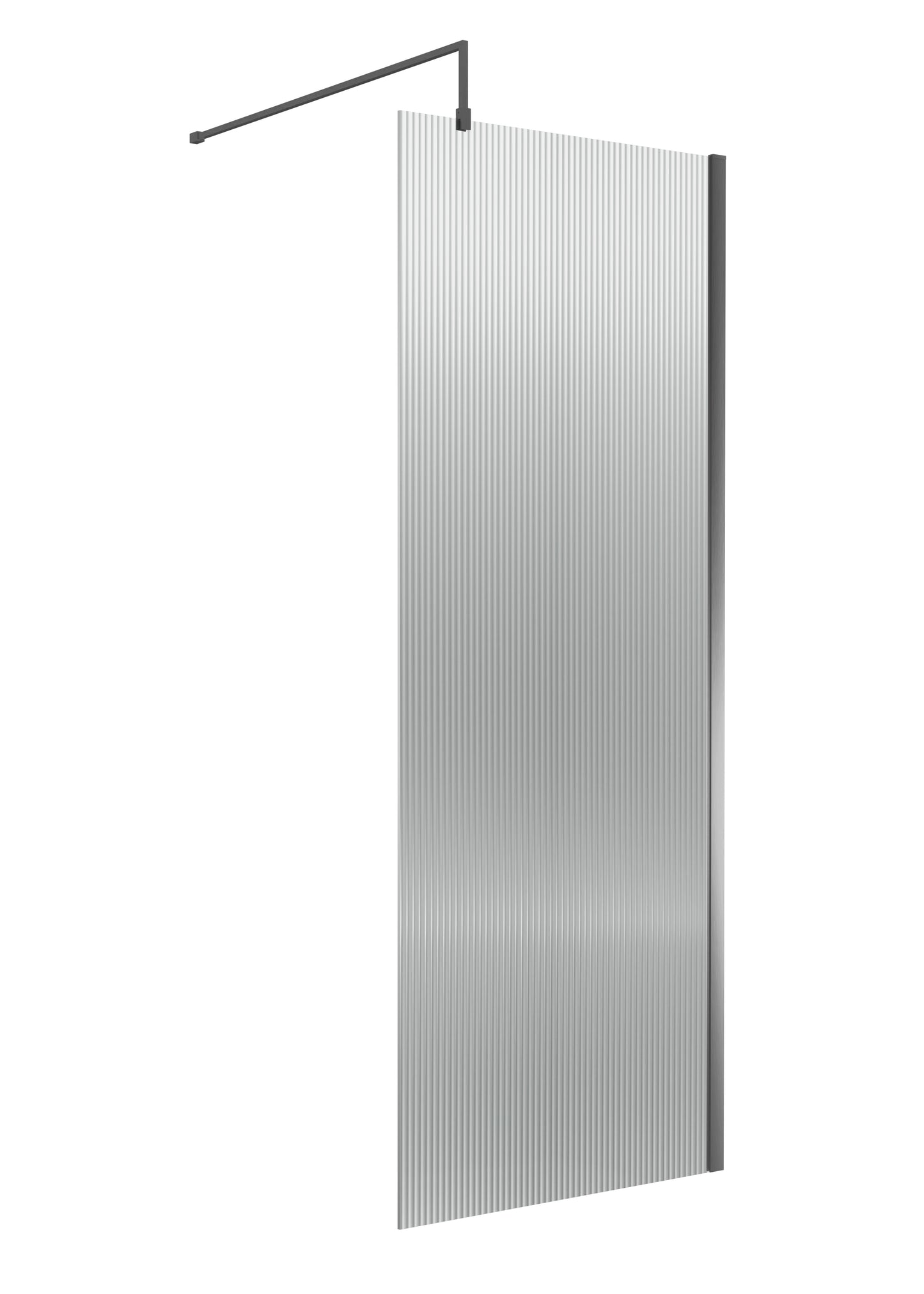 NUIE Fluted Wetroom Screen - 1850x800mm - Brushed Pewter