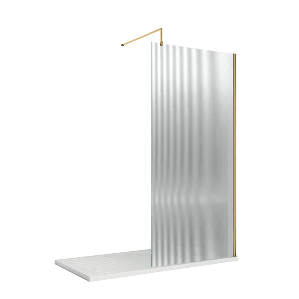 NUIE 900x1850 Fluted Wetroom Screen Inc' BAR