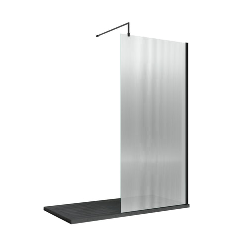 NUIE 900mm Fluted Wetroom Screen with Support Bar