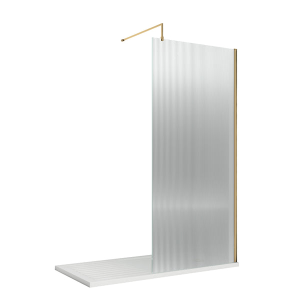 Hudson Reed 1000mm Fluted Wetroom Screen with Support Bar