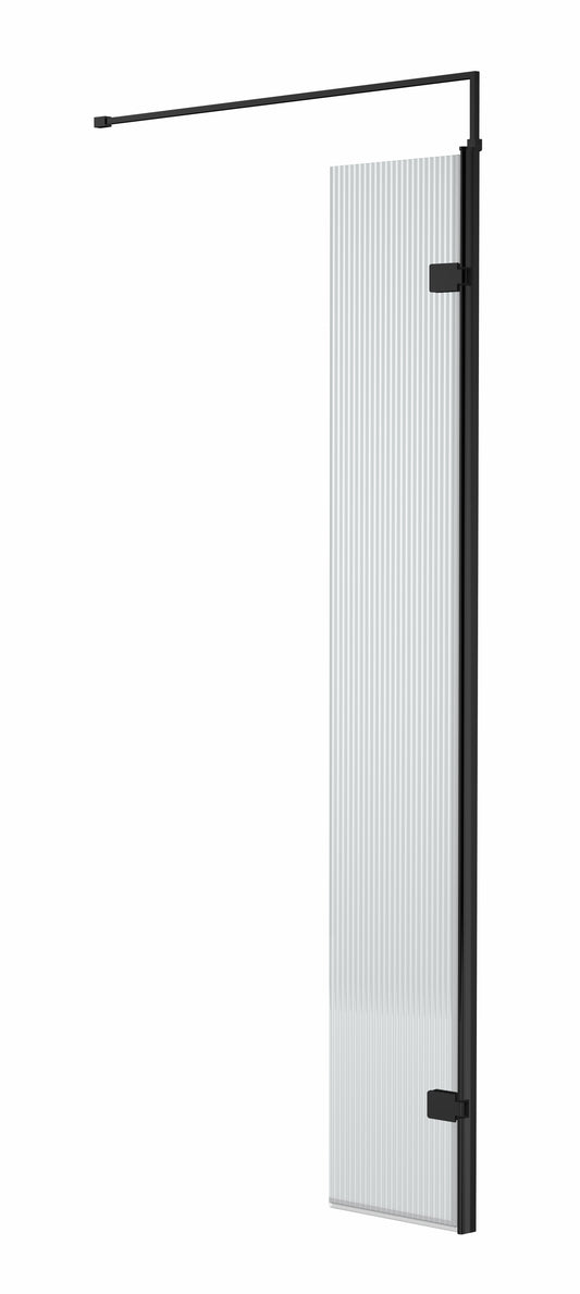Hudson Reed 300x1950 Fluted Hinged Screen with Support Bar