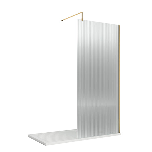 Hudson Reed 800mm Fluted Wetroom Screen with Support Bar