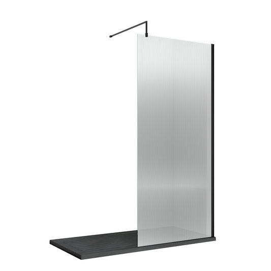 Hudson Reed 800mm Fluted Wetroom Screen with Support Bar