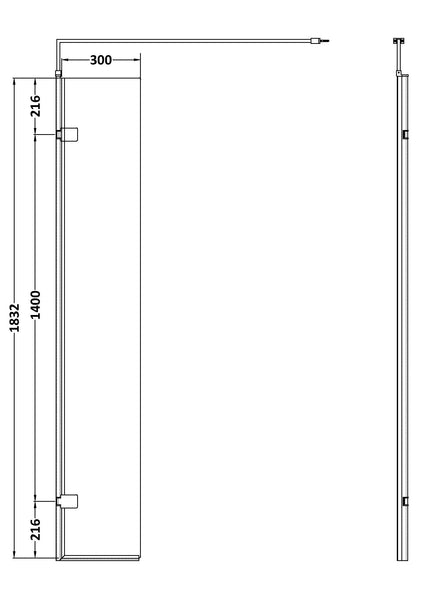 NUIE Wetroom Hinged Screen 300 x 1850mm