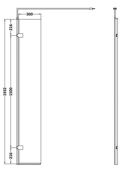 Hudson Reed Chrome Wetroom Swing Screen 300 x 1950mm