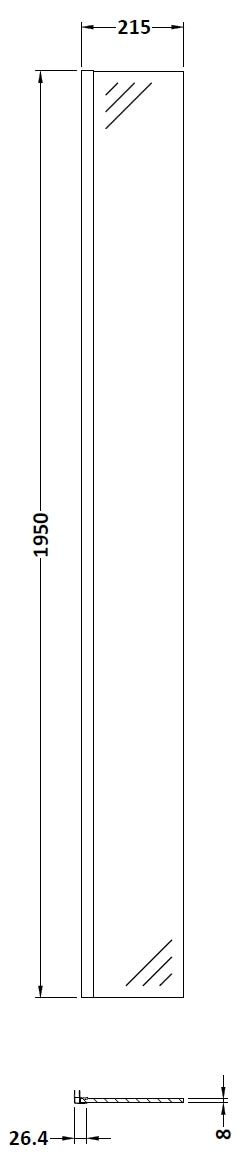 Hudson Reed 215mm Return Screen With Brass Profile