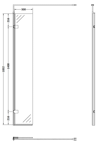 NUIE 300mm Wetroom Swing Screen