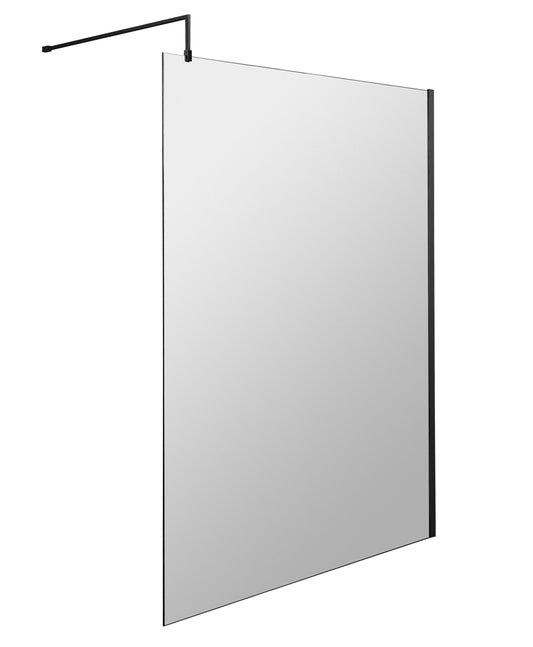 Hudson Reed 1400mm Wetroom Screen With Black Support Bar