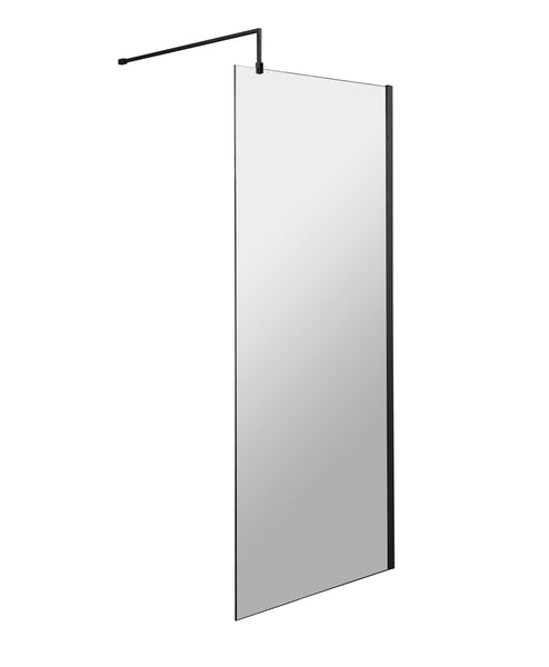 Hudson Reed 800mm Wetroom Screen With Black Support Bar