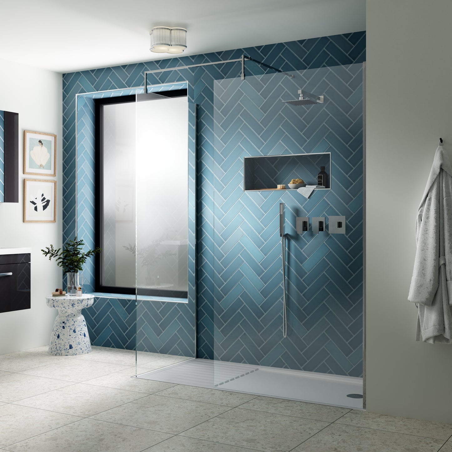 NUIE 1000mm Wetroom Screen & Support Bar