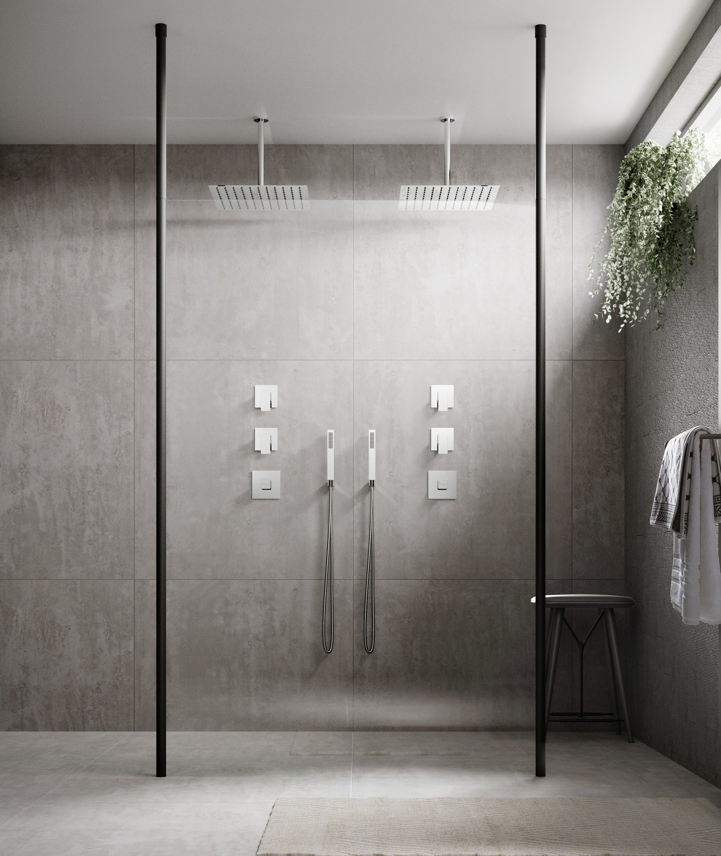 NUIE Black Wetroom Screen Ceiling Post