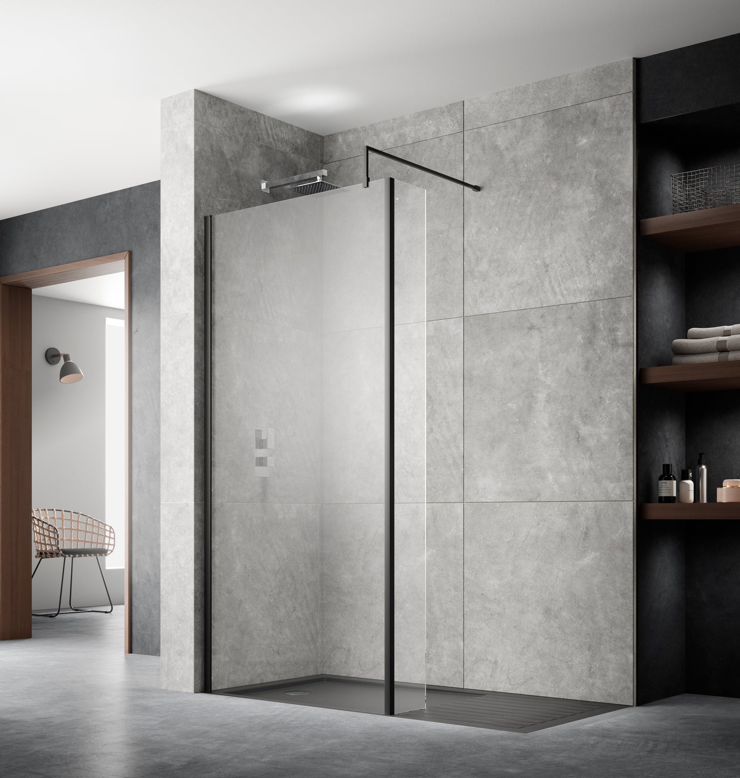 NUIE 700mm Wetroom Screen With Support Bar