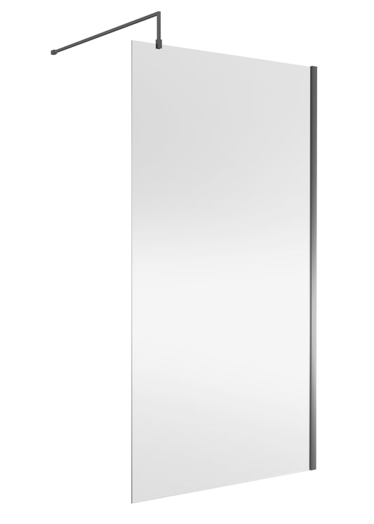 NUIE Wetroom Screen 1100x1850x8mm - Brushed Pewter