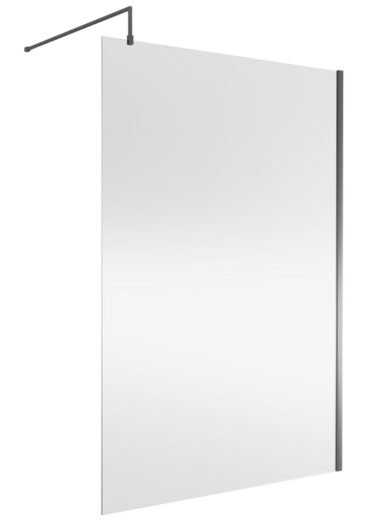 NUIE Wetroom Screen 1400x1850x8mm - Brushed Pewter