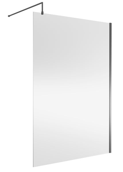 NUIE Wetroom Screen 1400x1850x8mm - Brushed Pewter