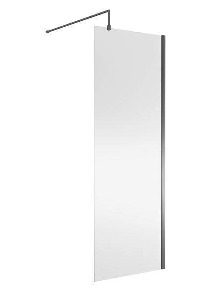 NUIE Wetroom Screen 760x1850x8mm - Brushed Pewter
