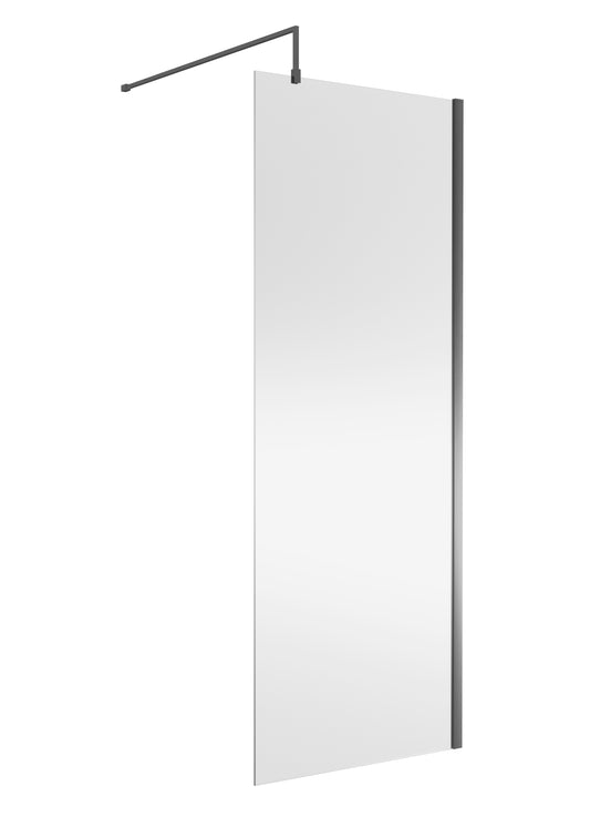 NUIE Wetroom Screen 800x1850x8mm - Brushed Pewter